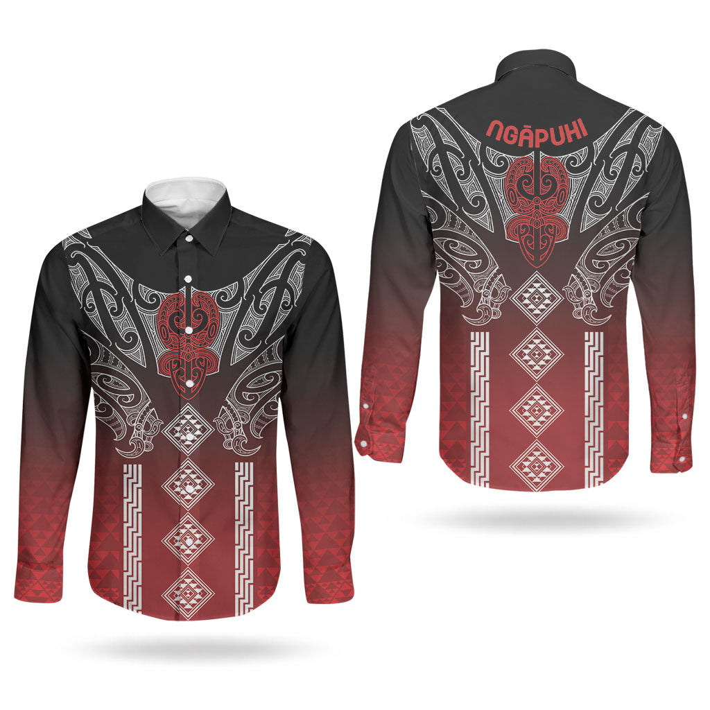 Aotearoa Maori Iwi Heritage Couples Matching Tank Maxi Dress and Long Sleeve Button Shirt Ngapuhi Kokowai LT7 - Polynesian Pride