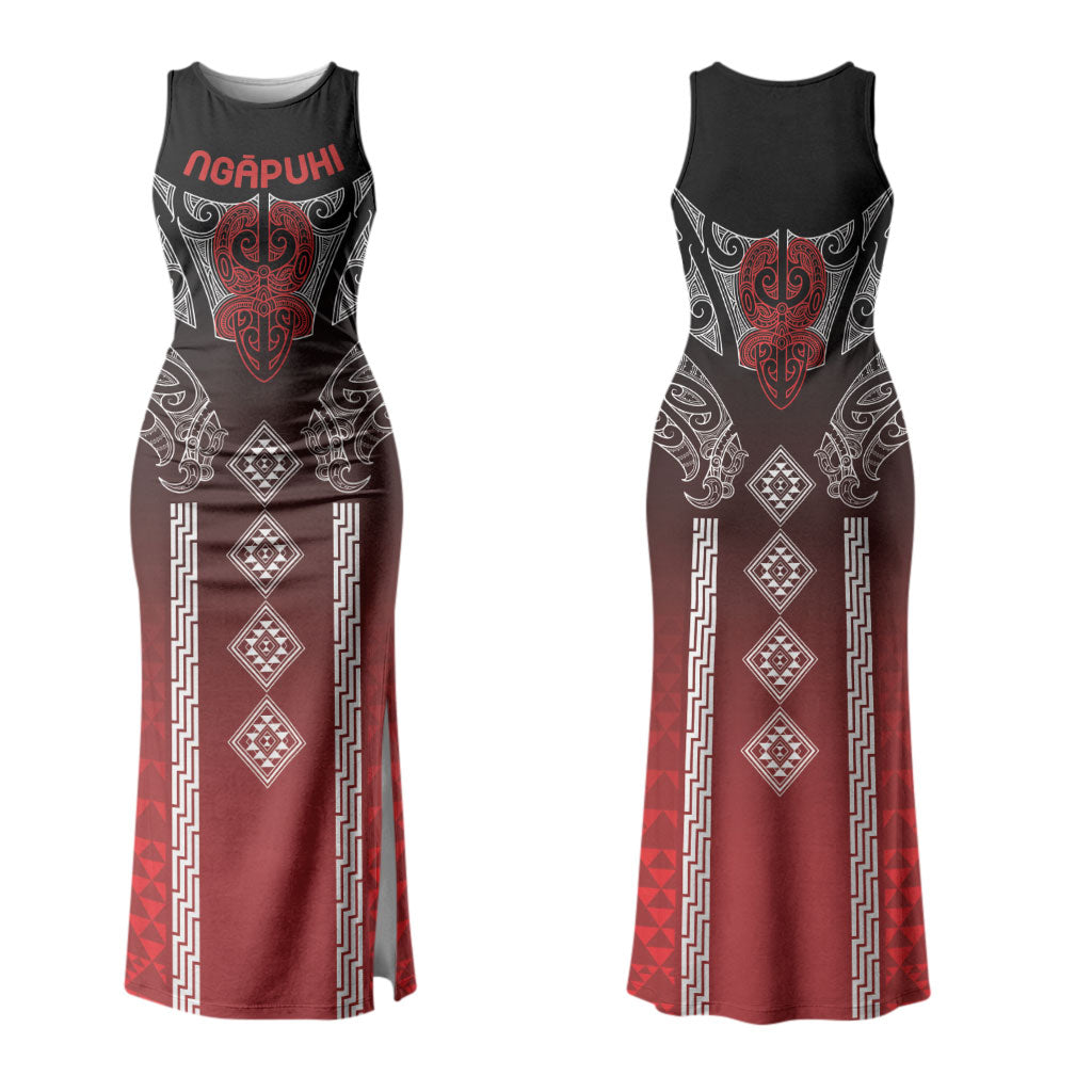 Aotearoa Maori Iwi Heritage Couples Matching Tank Maxi Dress and Long Sleeve Button Shirt Ngapuhi Kokowai LT7 - Polynesian Pride