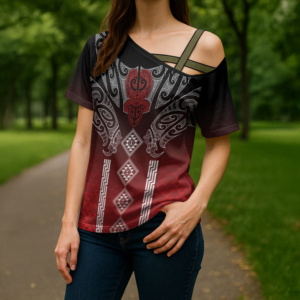 Aotearoa Maori Iwi Heritage Cross Shoulder Shirt Ngapuhi Kokowai LT7 - Polynesian Pride