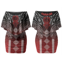 Aotearoa Maori Iwi Heritage Family Matching Off Shoulder Short Dress and Hawaiian Shirt Ngapuhi Kokowai LT7 Mom's Dress Red - Polynesian Pride