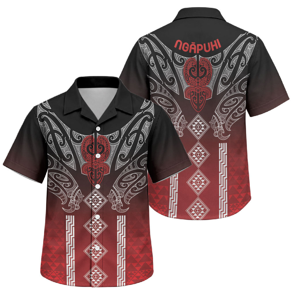 Aotearoa Maori Iwi Heritage Family Matching Off Shoulder Short Dress and Hawaiian Shirt Ngapuhi Kokowai LT7 Son's Shirt Red - Polynesian Pride