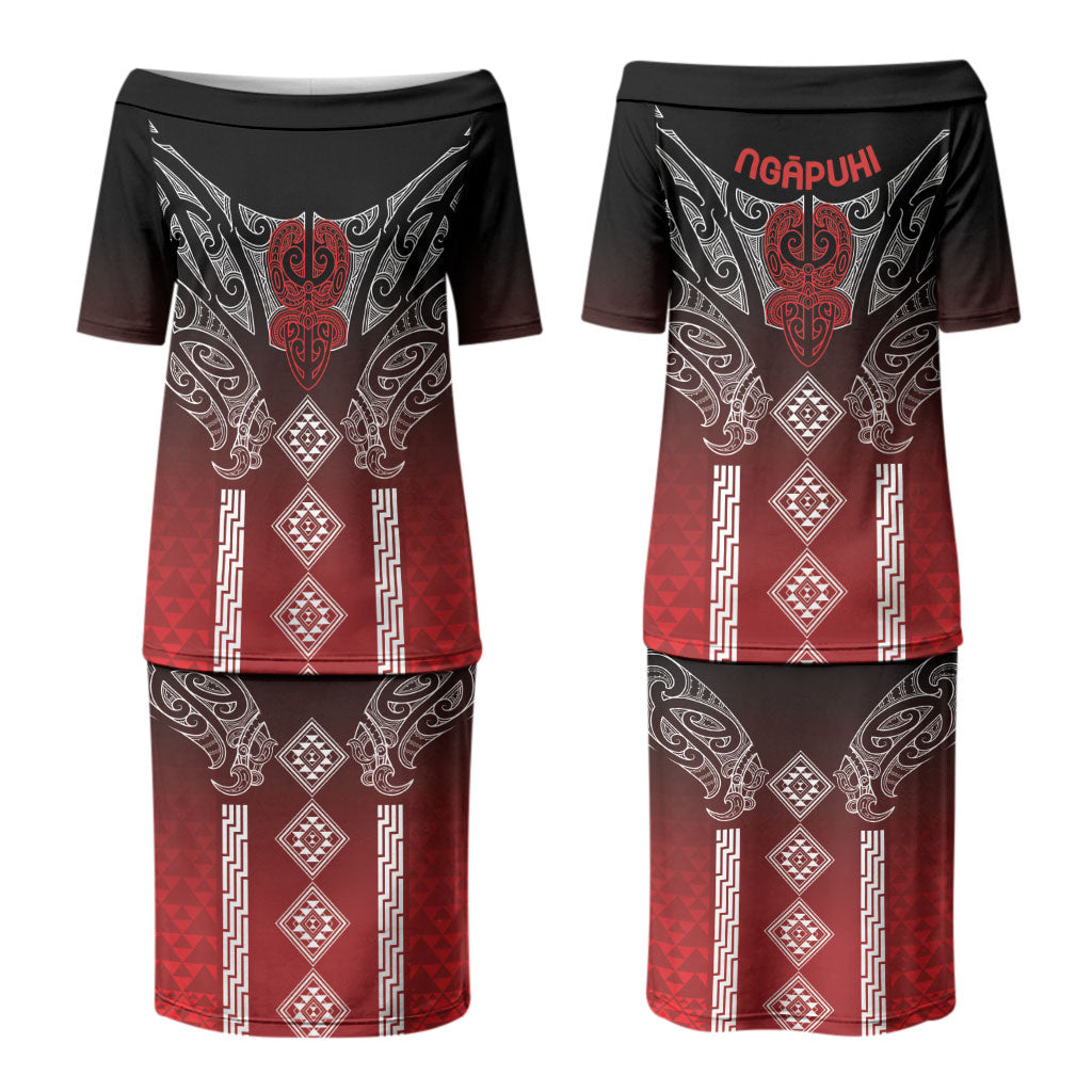 Aotearoa Maori Iwi Heritage Family Matching Puletasi and Hawaiian Shirt Ngapuhi Kokowai LT7 Mom's Dress Red - Polynesian Pride