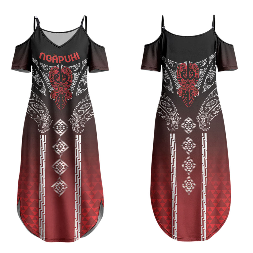 Aotearoa Maori Iwi Heritage Family Matching Summer Maxi Dress and Hawaiian Shirt Ngapuhi Kokowai LT7 Mom's Dress Red - Polynesian Pride