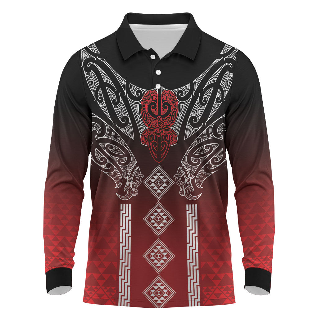 Aotearoa Maori Iwi Heritage Long Sleeve Polo Shirt Ngapuhi Kokowai