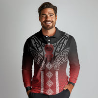Aotearoa Maori Iwi Heritage Long Sleeve Polo Shirt Ngapuhi Kokowai LT7 - Polynesian Pride