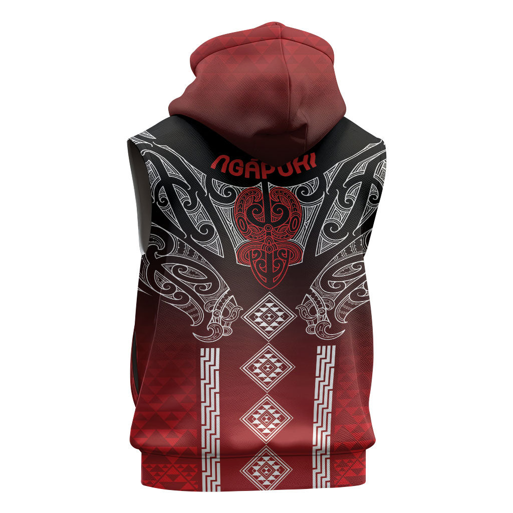 Aotearoa Maori Iwi Heritage Sleeveless Hoodie Ngapuhi Kokowai LT7 - Polynesian Pride