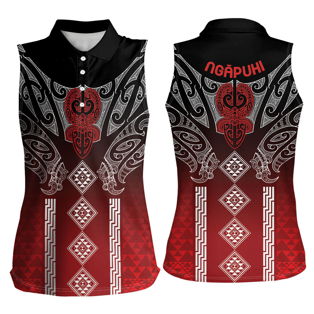 Aotearoa Maori Iwi Heritage Women Sleeveless Polo Shirt Ngapuhi Kokowai LT7 - Polynesian Pride