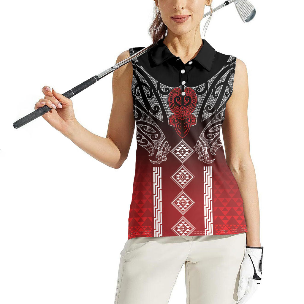 Aotearoa Maori Iwi Heritage Women Sleeveless Polo Shirt Ngapuhi Kokowai LT7 - Polynesian Pride
