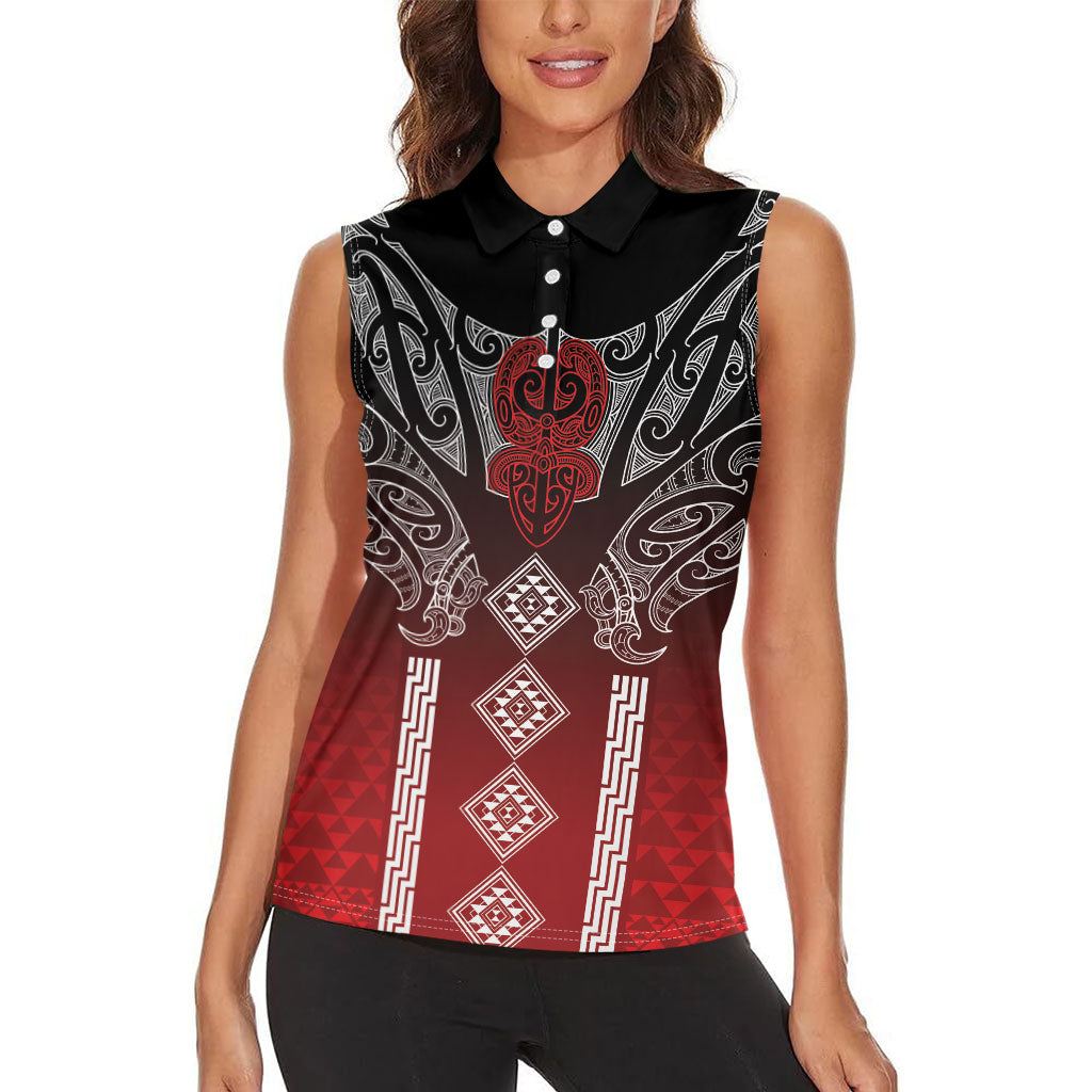 Aotearoa Maori Iwi Heritage Women Sleeveless Polo Shirt Ngapuhi Kokowai LT7 - Polynesian Pride