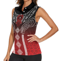 Aotearoa Maori Iwi Heritage Women Sleeveless Polo Shirt Ngapuhi Kokowai LT7 - Polynesian Pride