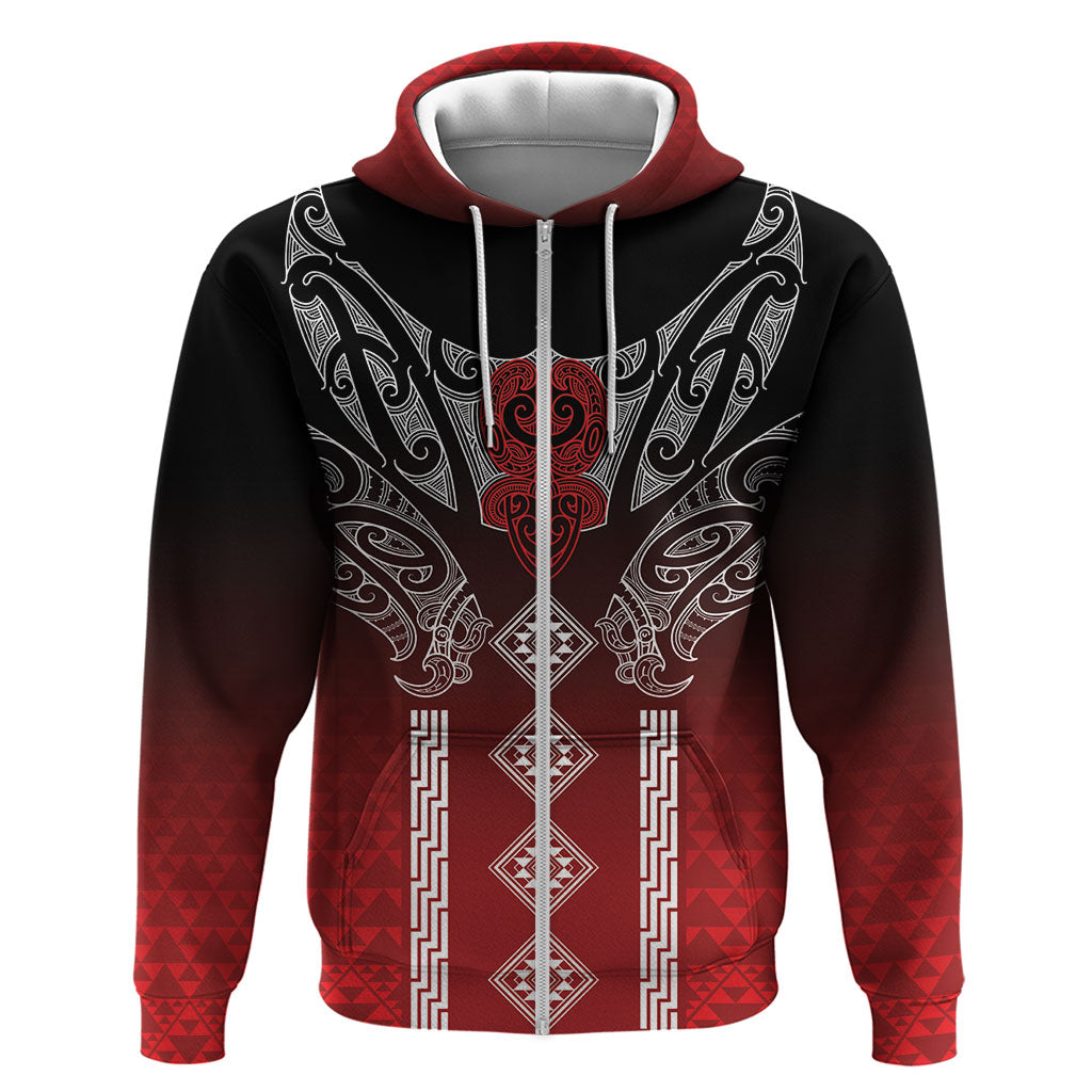 Aotearoa Maori Iwi Heritage Zip Hoodie Ngapuhi Kokowai LT7 Zip Hoodie Red - Polynesian Pride