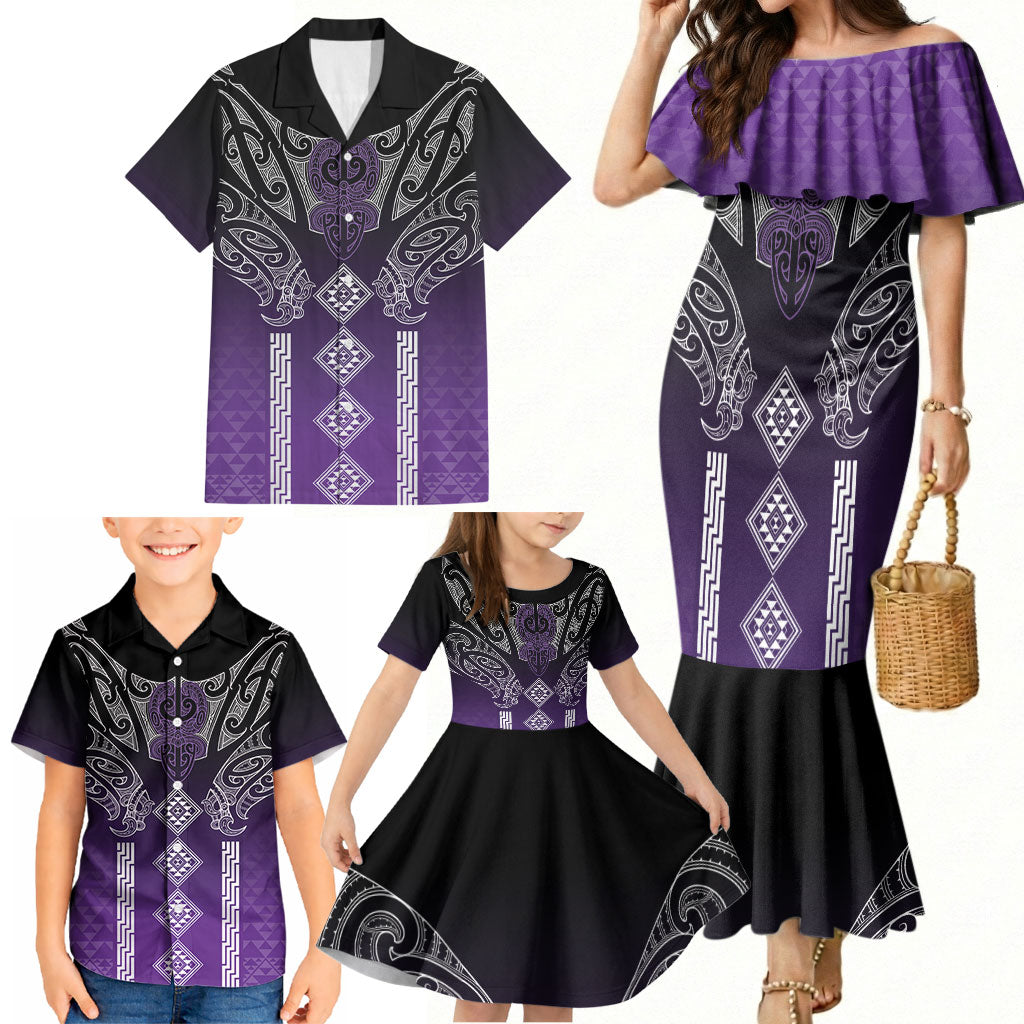 Aotearoa Maori Iwi Heritage Family Matching Mermaid Dress and Hawaiian Shirt Ngati Porou Waiporoporo LT7 - Polynesian Pride