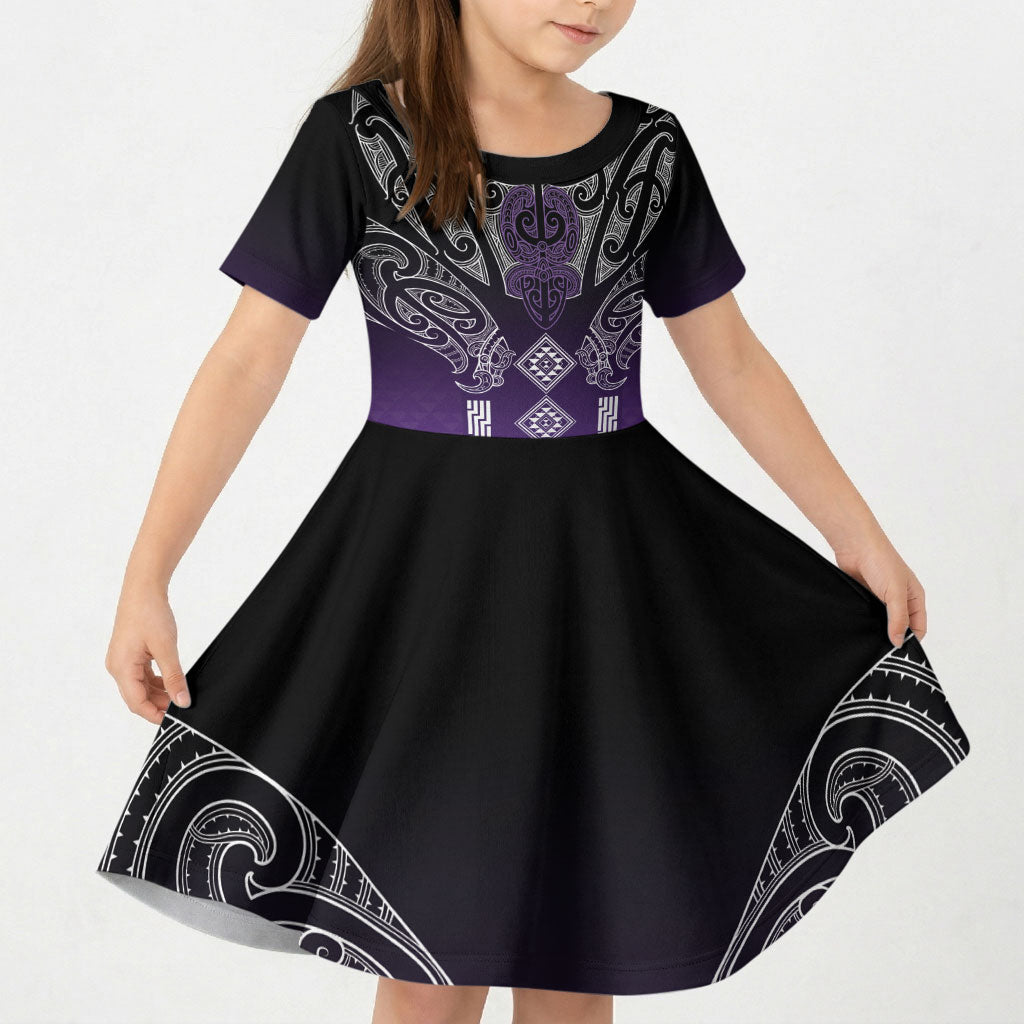 Aotearoa Maori Iwi Heritage Kid Short Sleeve Dress Ngati Porou Waiporoporo