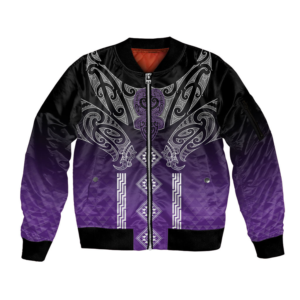 Aotearoa Maori Iwi Heritage Sleeve Zip Bomber Jacket Ngati Porou Waiporoporo