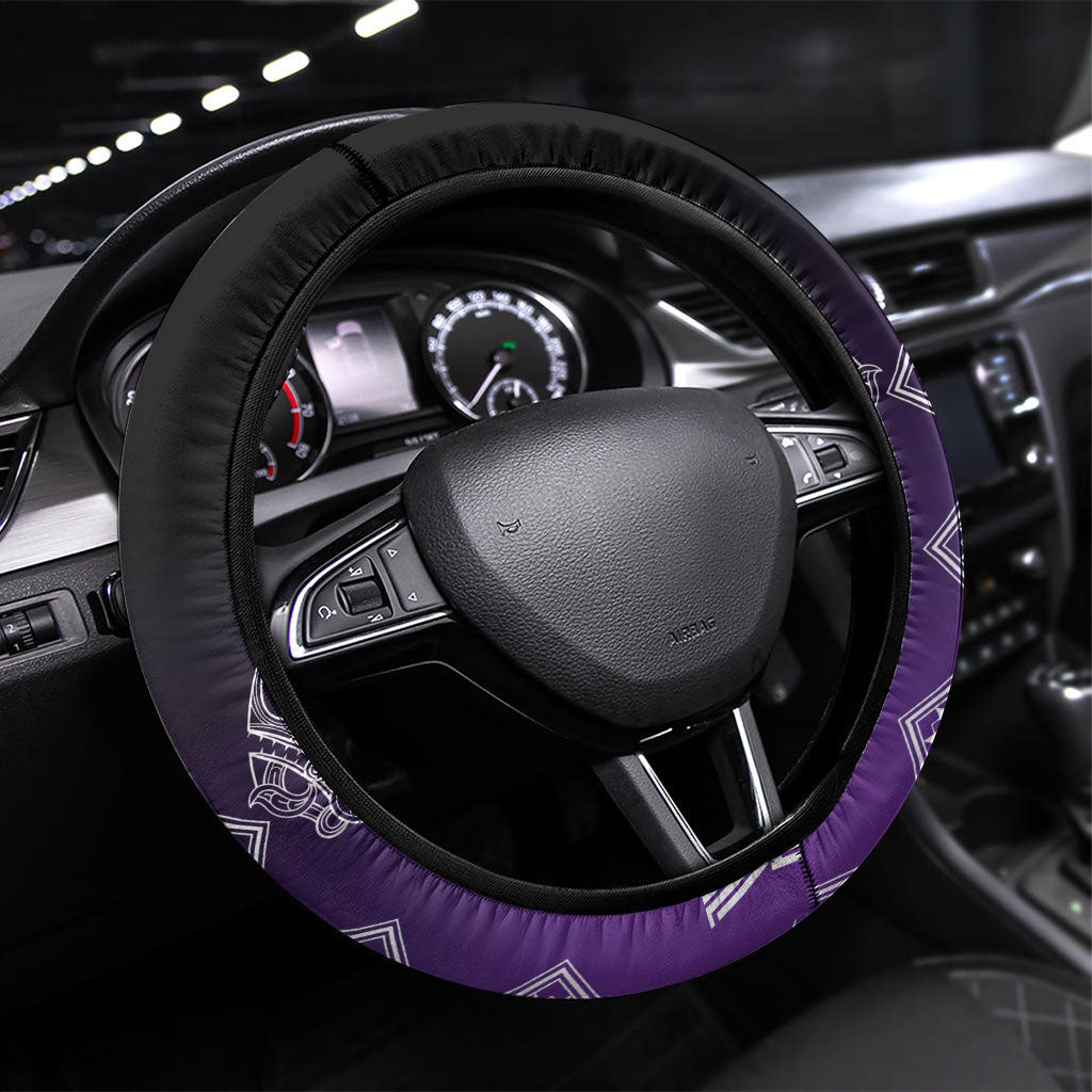 Aotearoa Maori Iwi Heritage Steering Wheel Cover Ngati Porou Waiporoporo LT7 Universal Fit Purple - Polynesian Pride