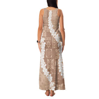 Hawaii Aloha Family Matching Tank Maxi Dress and Hawaiian Shirt Beige Quilt Patch Work Mix Plumeria Lei LT7 - Polynesian Pride