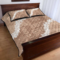 Hawaii Aloha Quilt Bed Set Beige Quilt Patch Work Mix Plumeria Lei