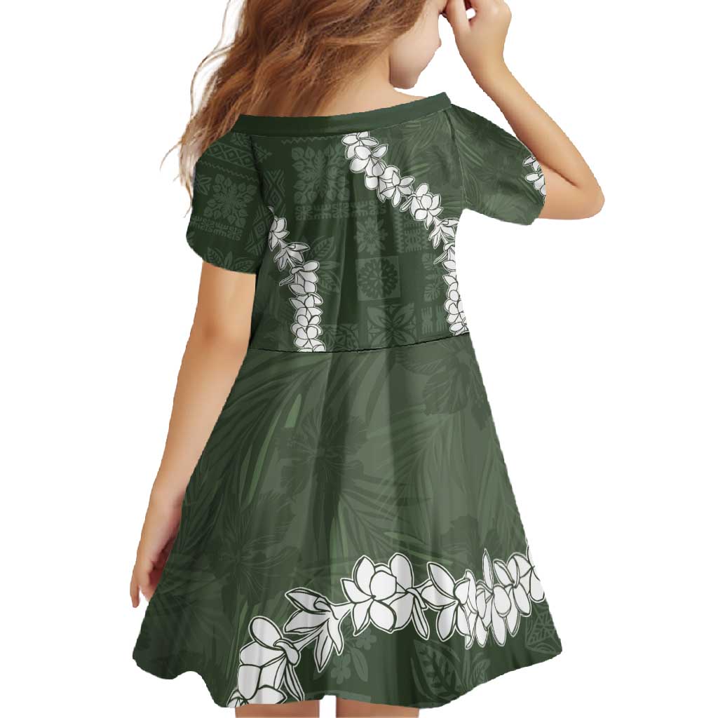 Hawaii Aloha Family Matching Long Sleeve Bodycon Dress and Hawaiian Shirt Sage Quilt Patch Work Mix Plumeria Lei LT7 - Polynesian Pride