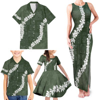 Hawaii Aloha Family Matching Tank Maxi Dress and Hawaiian Shirt Sage Quilt Patch Work Mix Plumeria Lei LT7 - Polynesian Pride