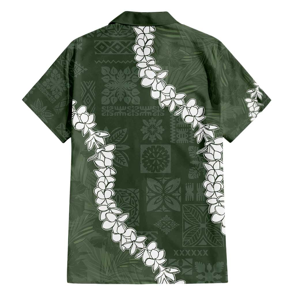 Hawaii Aloha Family Matching Tank Maxi Dress and Hawaiian Shirt Sage Quilt Patch Work Mix Plumeria Lei LT7 - Polynesian Pride