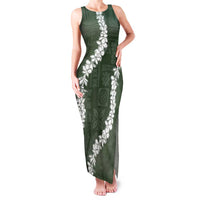 Hawaii Aloha Family Matching Tank Maxi Dress and Hawaiian Shirt Sage Quilt Patch Work Mix Plumeria Lei LT7 Mom's Dress Sage - Polynesian Pride