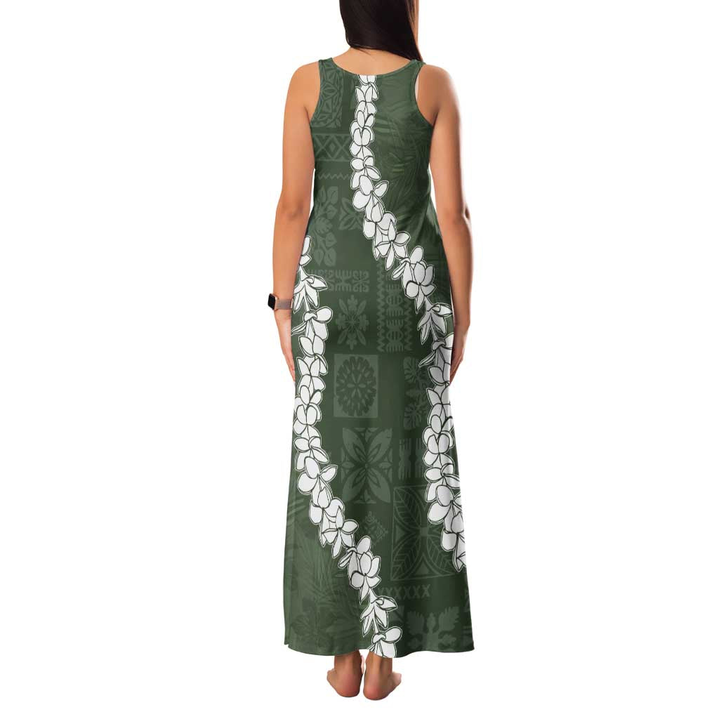 Hawaii Aloha Family Matching Tank Maxi Dress and Hawaiian Shirt Sage Quilt Patch Work Mix Plumeria Lei LT7 - Polynesian Pride