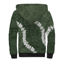 Hawaii Aloha Sherpa Hoodie Sage Quilt Patch Work Mix Plumeria Lei LT7 - Polynesian Pride
