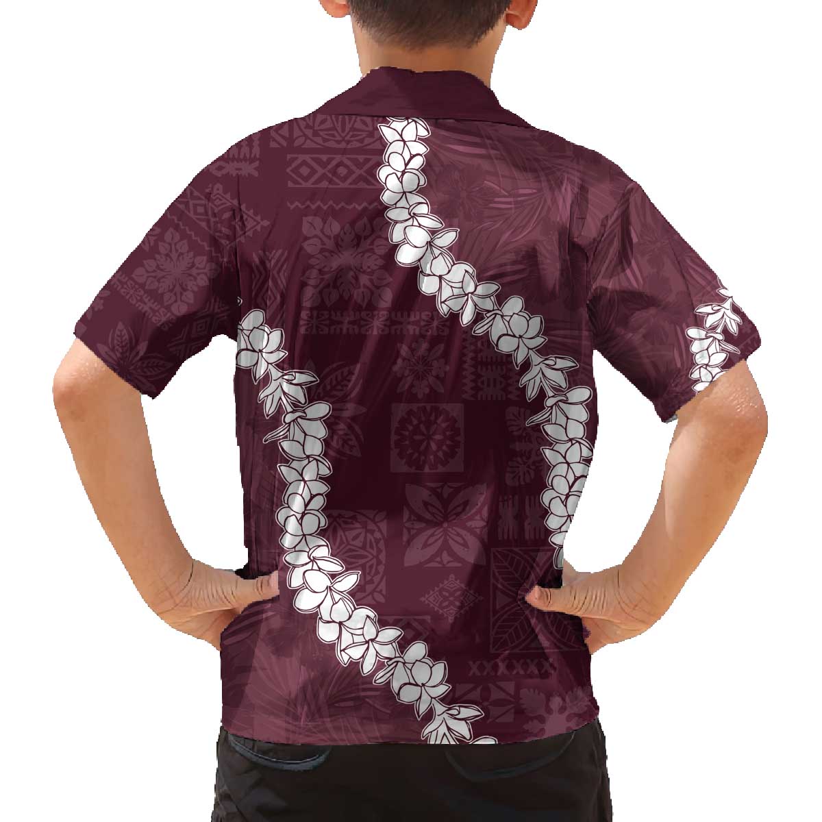 Hawaii Aloha Family Matching Off Shoulder Short Dress and Hawaiian Shirt Champange Quilt Patch Work Mix Plumeria Lei LT7 - Polynesian Pride