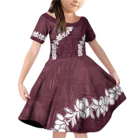 Hawaii Aloha Family Matching Off Shoulder Short Dress and Hawaiian Shirt Champange Quilt Patch Work Mix Plumeria Lei LT7 Daughter's Dress Champange - Polynesian Pride