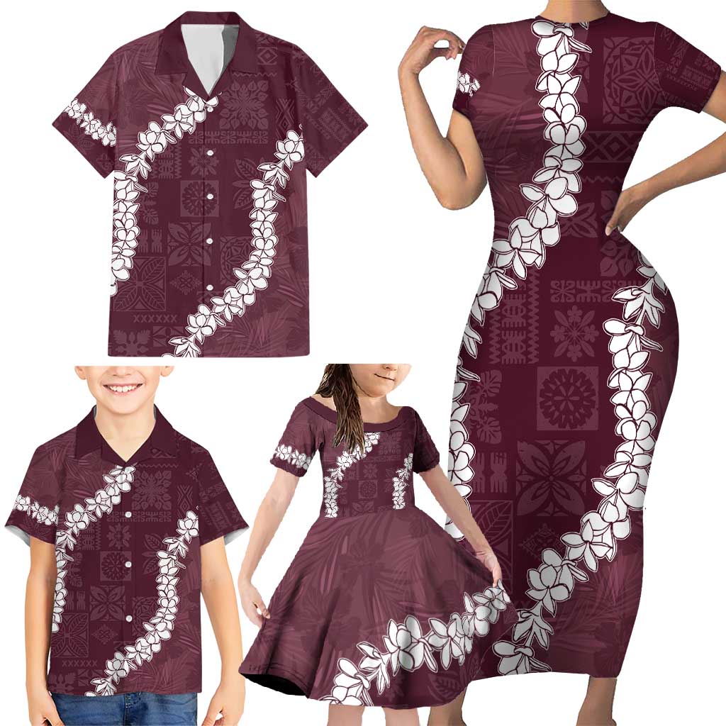 Hawaii Aloha Family Matching Short Sleeve Bodycon Dress and Hawaiian Shirt Champange Quilt Patch Work Mix Plumeria Lei LT7 - Polynesian Pride