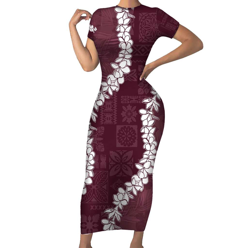 Hawaii Aloha Family Matching Short Sleeve Bodycon Dress and Hawaiian Shirt Champange Quilt Patch Work Mix Plumeria Lei LT7 Mom's Dress Champange - Polynesian Pride
