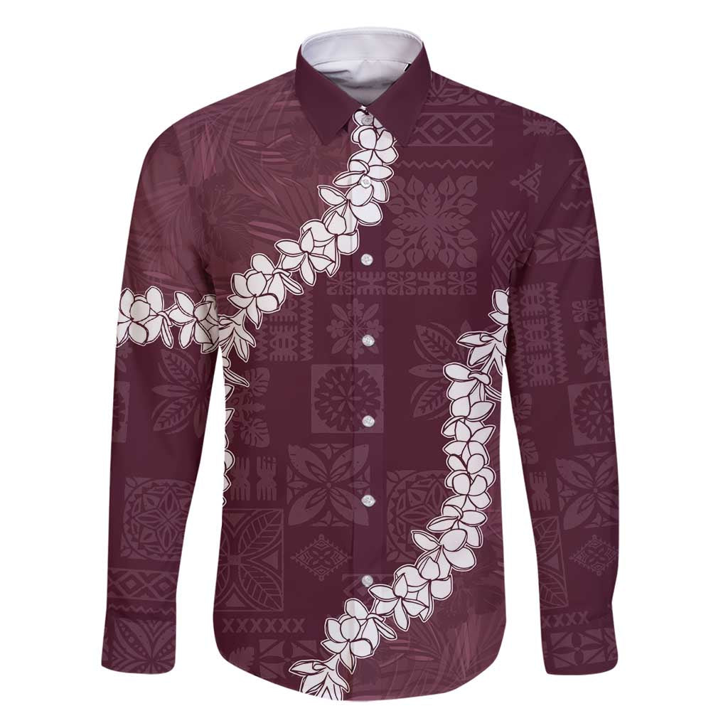 Hawaii Aloha Family Matching Summer Maxi Dress and Hawaiian Shirt Champange Quilt Patch Work Mix Plumeria Lei LT7 Dad's Shirt - Long Sleeve Champange - Polynesian Pride