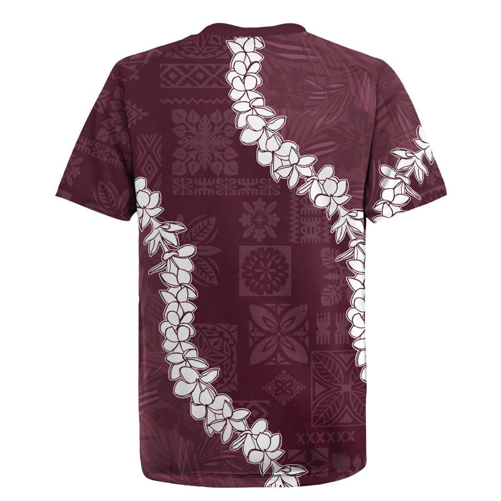Hawaii Aloha Rugby Jersey Champange Quilt Patch Work Mix Plumeria Lei