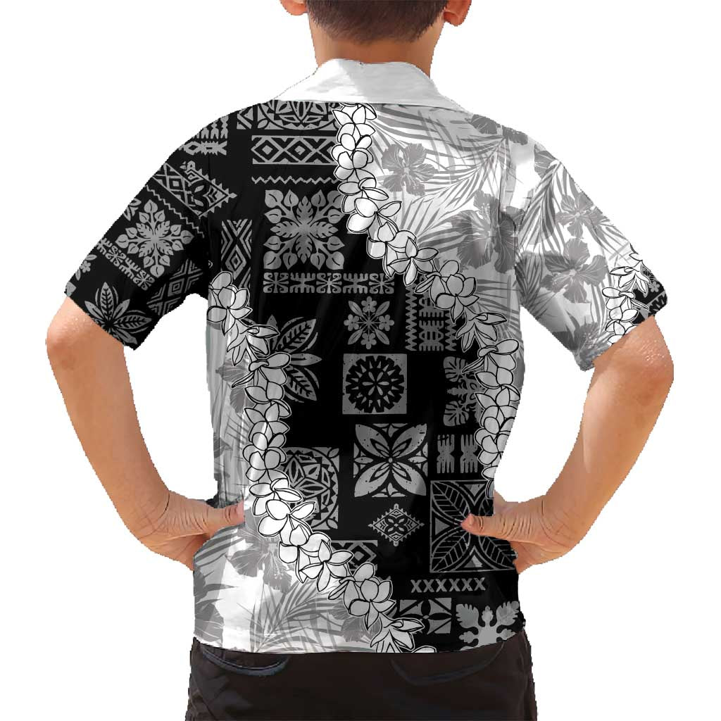 Hawaii Aloha Family Matching Long Sleeve Bodycon Dress and Hawaiian Shirt White Quilt Patch Work Mix Plumeria Lei LT7 - Polynesian Pride