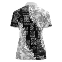 Hawaii Aloha Women Polo Shirt White Quilt Patch Work Mix Plumeria Lei LT7 - Polynesian Pride
