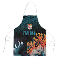 Fiji Bati Rugby Viti Masi Apron Coral Motifs LT7 Black Turquoise - Polynesian Pride