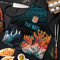Fiji Bati Rugby Viti Masi Apron Coral Motifs LT7 Black Turquoise - Polynesian Pride