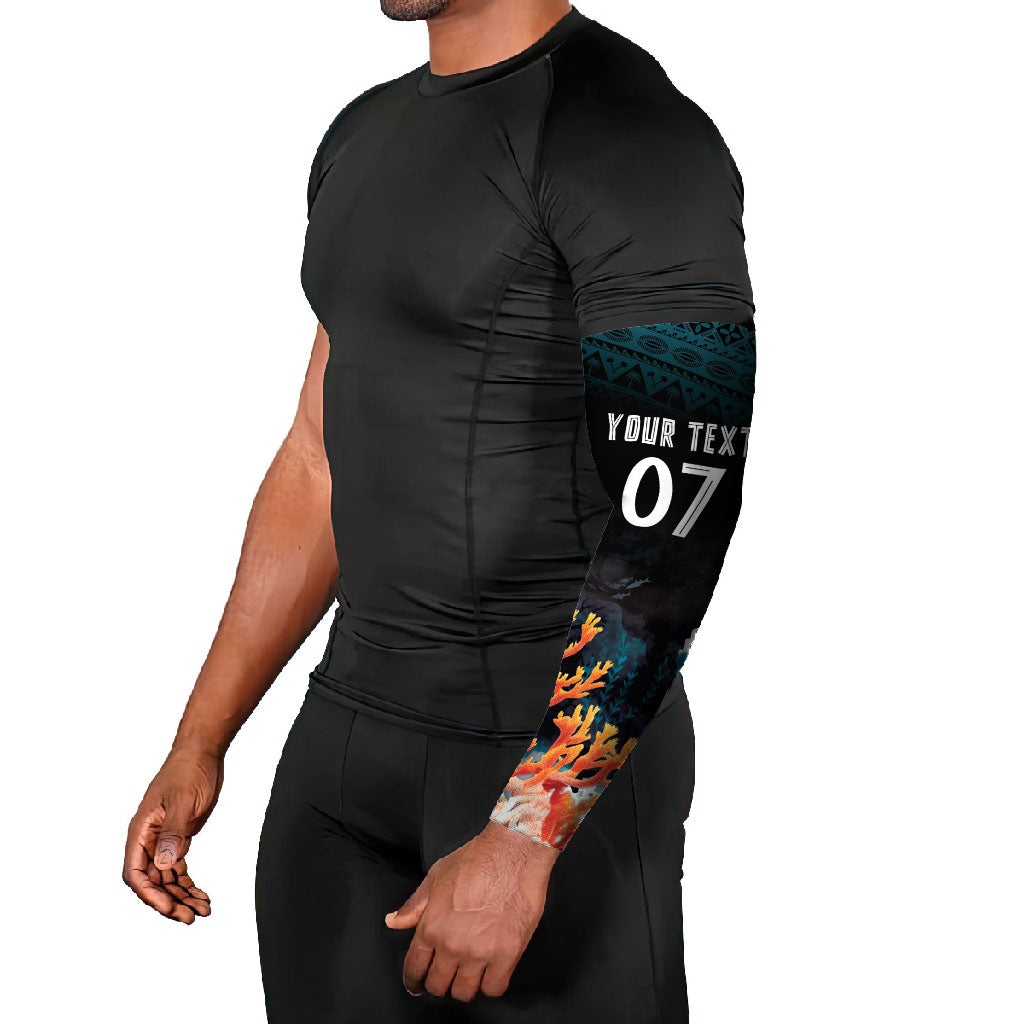 Fiji Bati Rugby Custom Viti Masi Arm Sleeves Coral Motifs LT7 - Polynesian Pride
