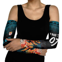 Fiji Bati Rugby Custom Viti Masi Arm Sleeves Coral Motifs LT7 - Polynesian Pride