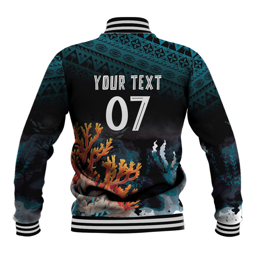 Fiji Bati Rugby Custom Viti Masi Baseball Jacket Coral Motifs LT7 - Polynesian Pride
