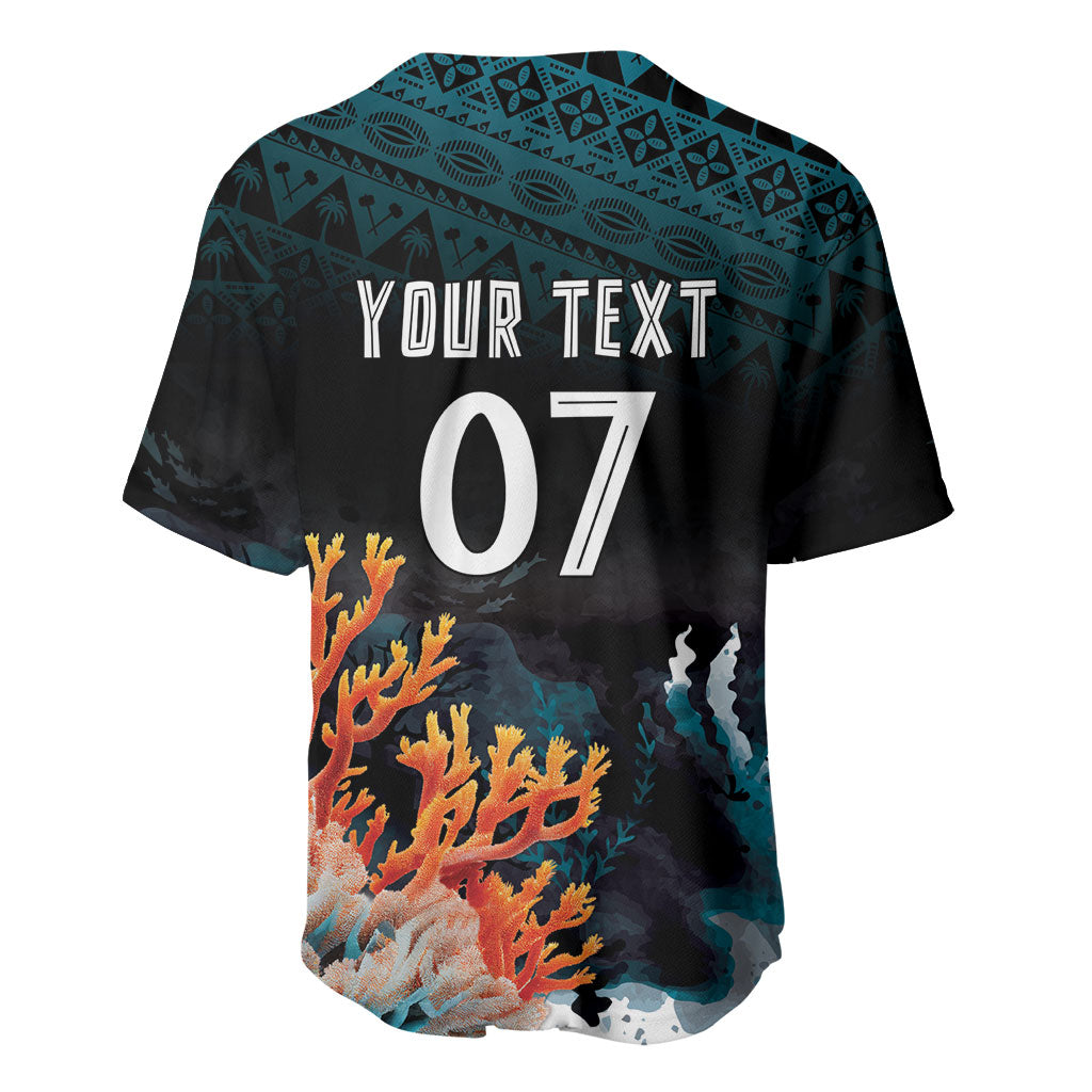 Fiji Bati Rugby Custom Viti Masi Baseball Jersey Coral Motifs LT7 - Polynesian Pride