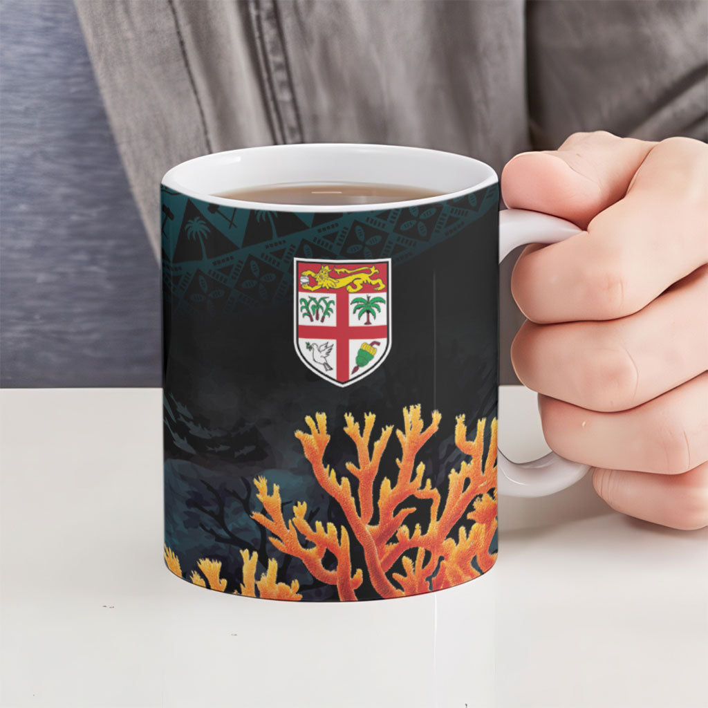 Fiji Bati Rugby Viti Masi Ceramic Mug Coral Motifs LT7 - Polynesian Pride