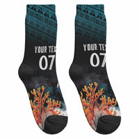 Fiji Bati Rugby Custom Viti Masi Crew Socks Coral Motifs LT7 - Polynesian Pride