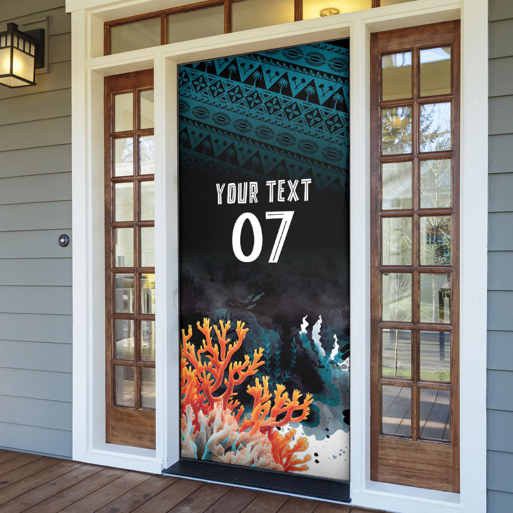 Fiji Bati Rugby Custom Viti Masi Door Cover Coral Motifs LT7 - Polynesian Pride