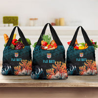 Fiji Bati Rugby Viti Masi Grocery Bag Coral Motifs LT7 3-pack One Size Black Turquoise - Polynesian Pride
