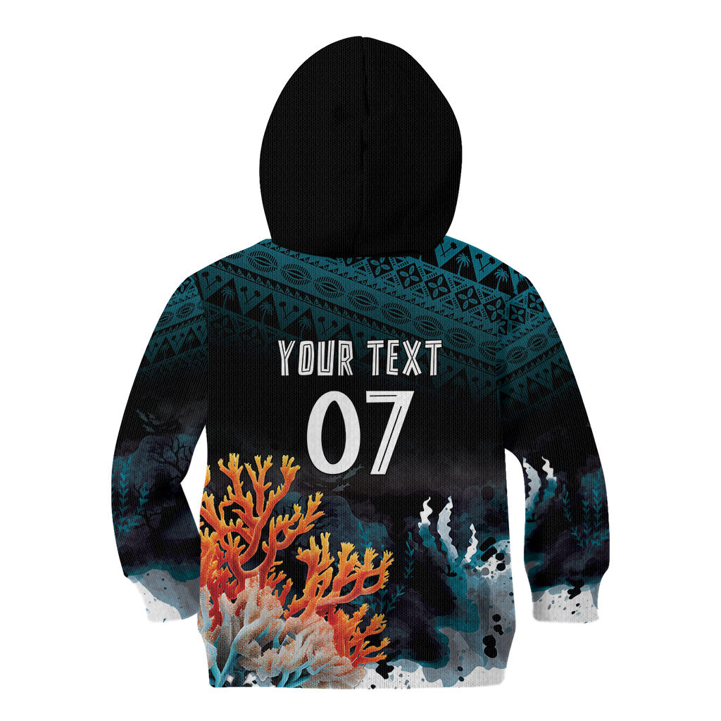 Fiji Bati Rugby Custom Viti Masi Kid Hoodie Coral Motifs LT7 - Polynesian Pride