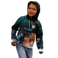 Fiji Bati Rugby Custom Viti Masi Kid Hoodie Coral Motifs LT7 - Polynesian Pride