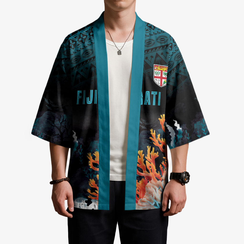 Fiji Bati Rugby Custom Viti Masi Kimono Coral Motifs LT7 - Polynesian Pride