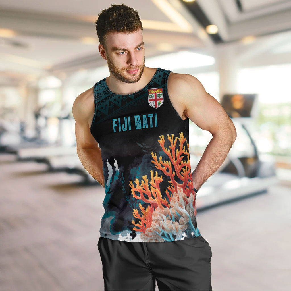 Fiji Bati Rugby Custom Viti Masi Men Tank Top Coral Motifs