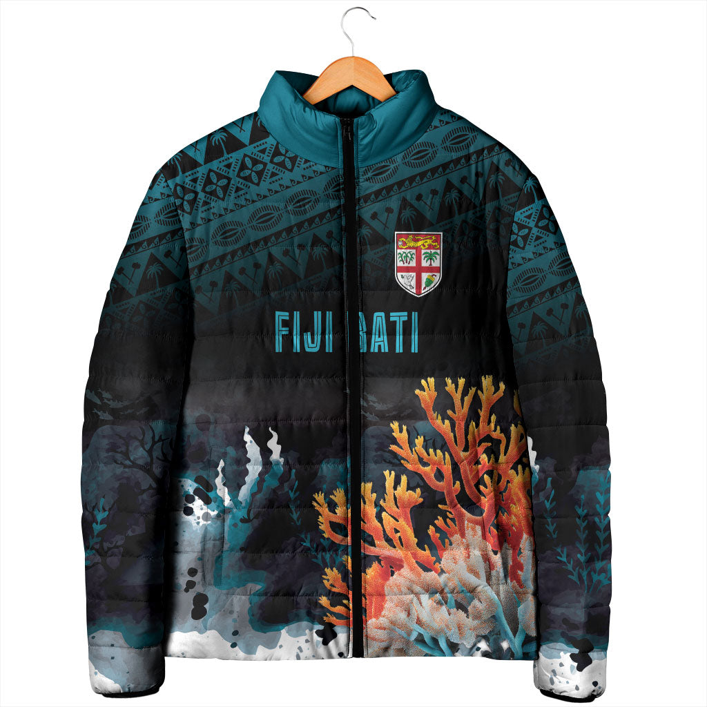 Fiji Bati Rugby Custom Viti Masi Padded Jacket Coral Motifs LT7 - Polynesian Pride